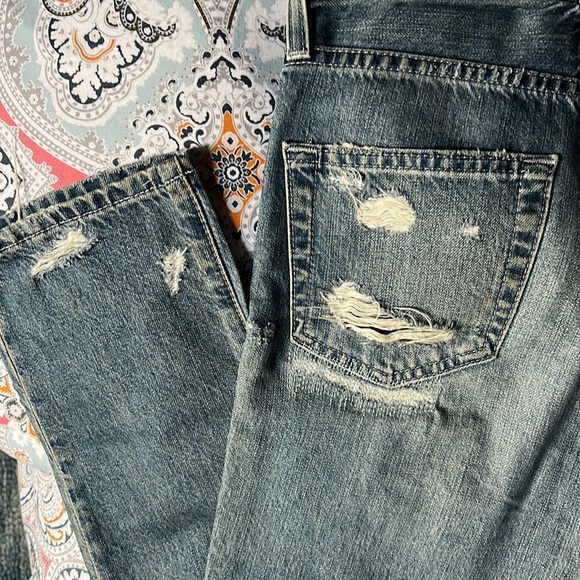 90s vintage high rise tapered / straight leg distressed blue jeans 25 - Picture 14 of 16